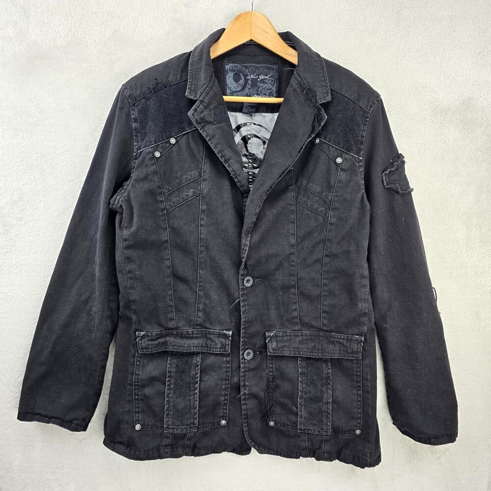 Vintage Caffeine New York Jacket Womens Large Distressed Rave Goth Y2K Culture